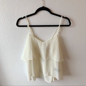 Cream Sheer Flowy Tank Top